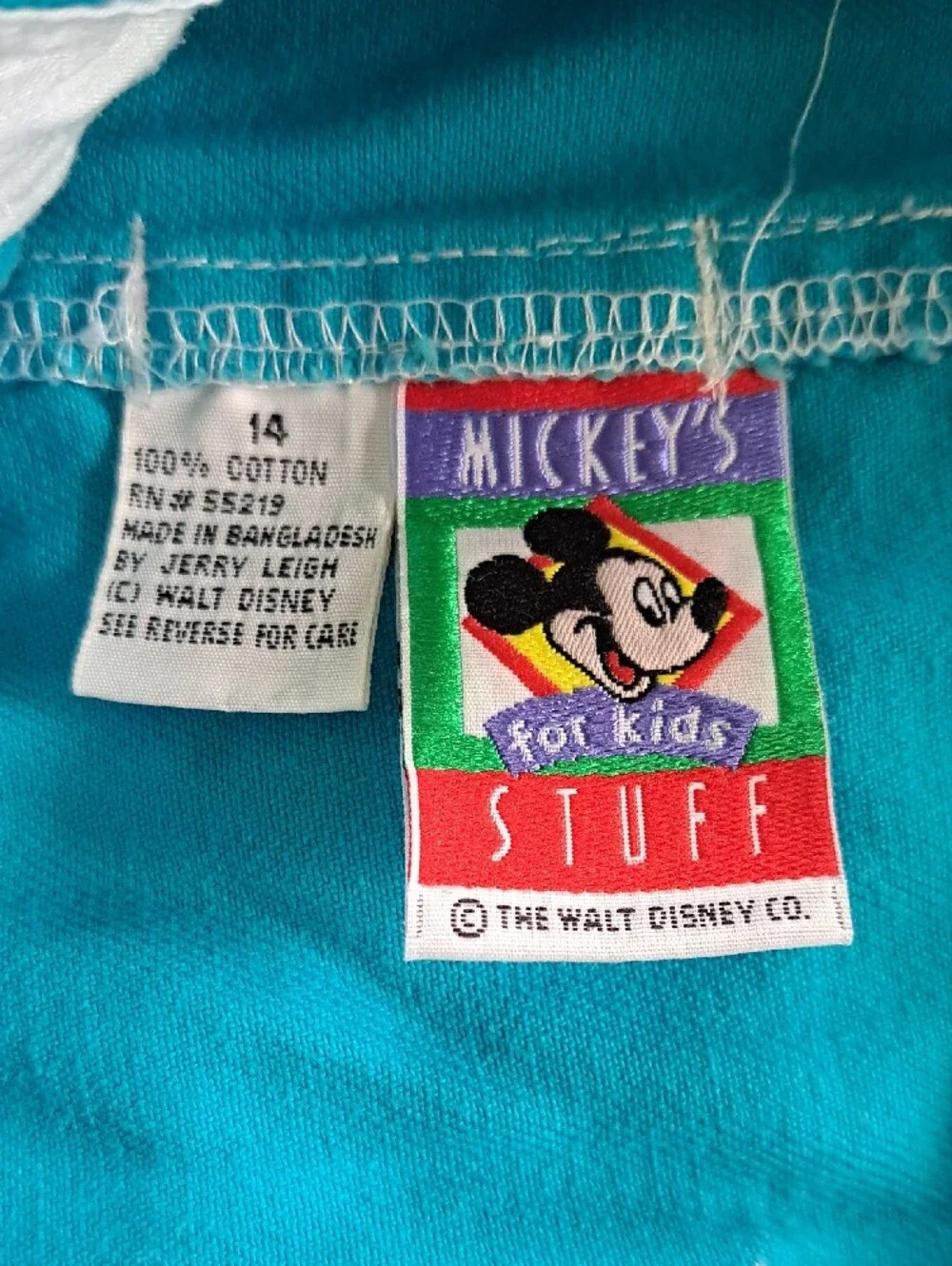 Disney By Jerry Leigh Teal Kids Short Overalls with Mickey & Friends‎ Embroidery